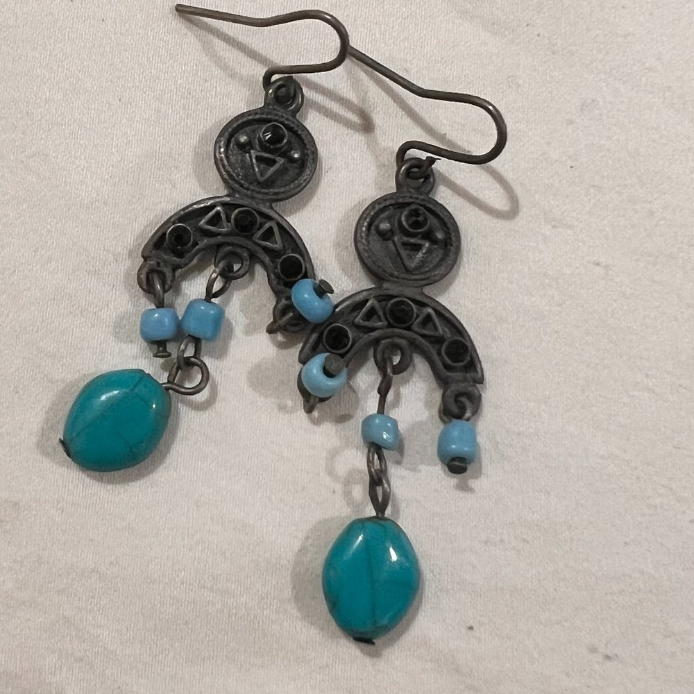 Turquoise earrings from Central America